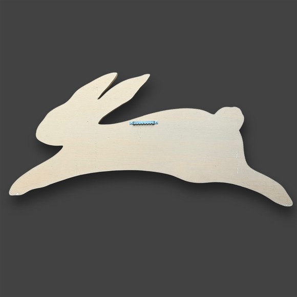 Vintage Wooden Bunny Wall Decor White Floral Cottagecore Easter Farmcore Country - Picture 3 of 7